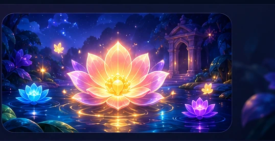 Luminous flower garden artwork inspired by Prism Pollen